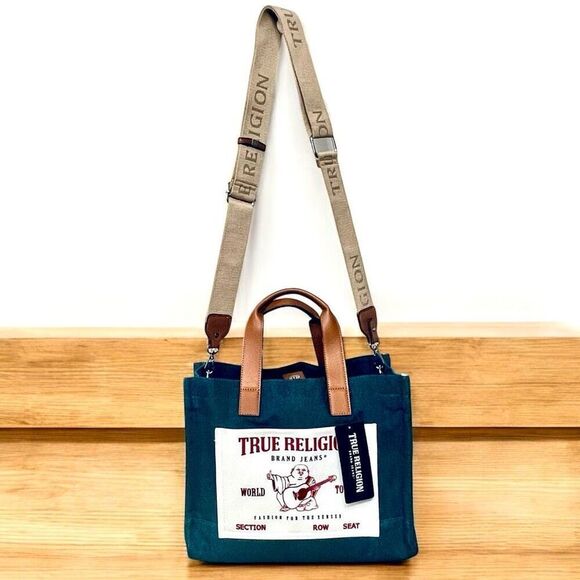 True Religion Handbags - NWT Gorgeous True Religion Denim Signature Guitar Strap Crossbody Tote Bag